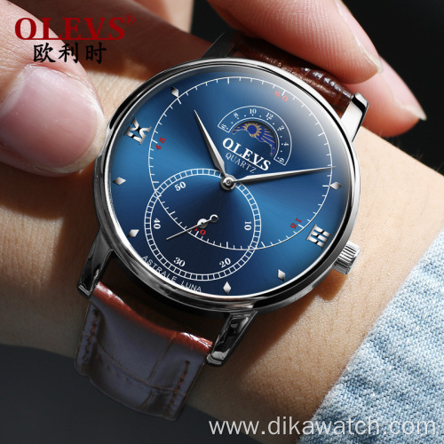 OLEVS Mens luxury wristwatches Sports Watches Military Watch Men Army Leather Male Date Quartz Watch Relogio Masculino